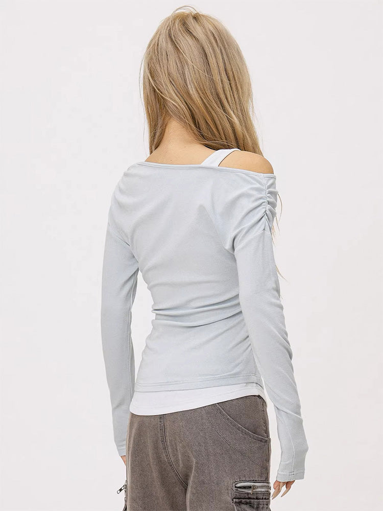 Stylish one-shoulder long sleeve