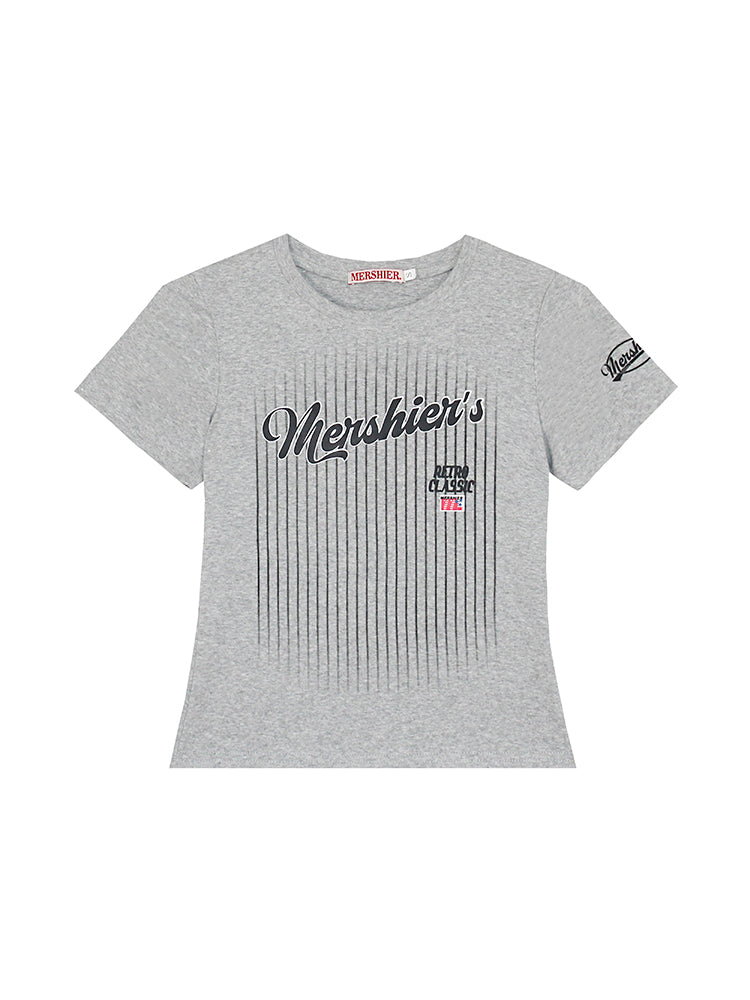 ヴィンテージグレースポーツ縦ストライプTシャツ