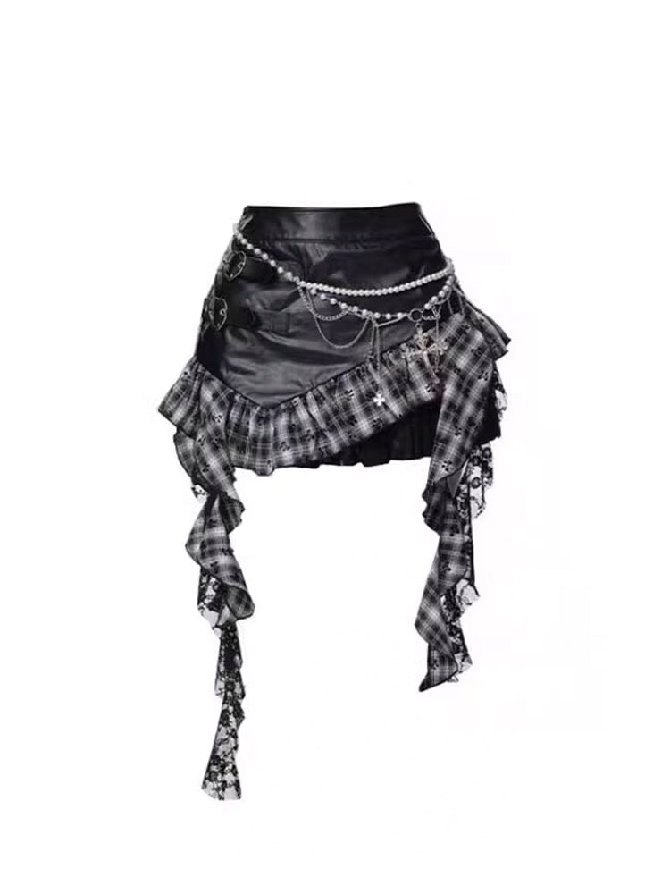 Asymmetrical fluttery short skirt
