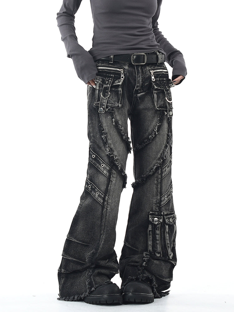 フリンジラインブーツカットデニム