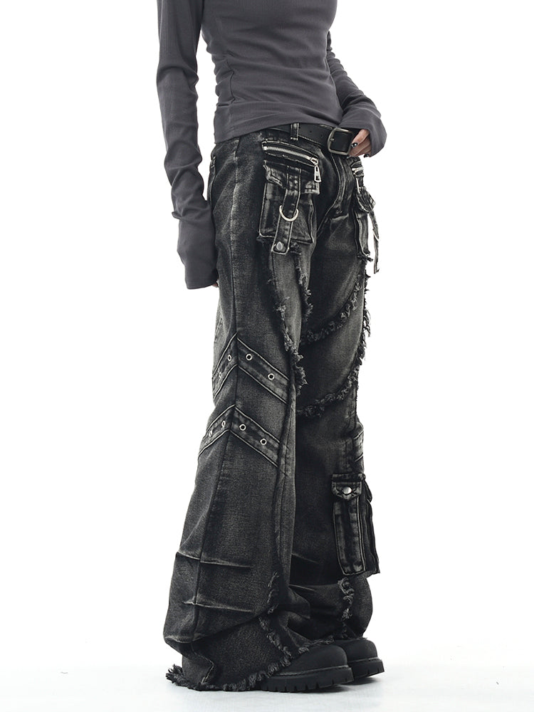 フリンジラインブーツカットデニム