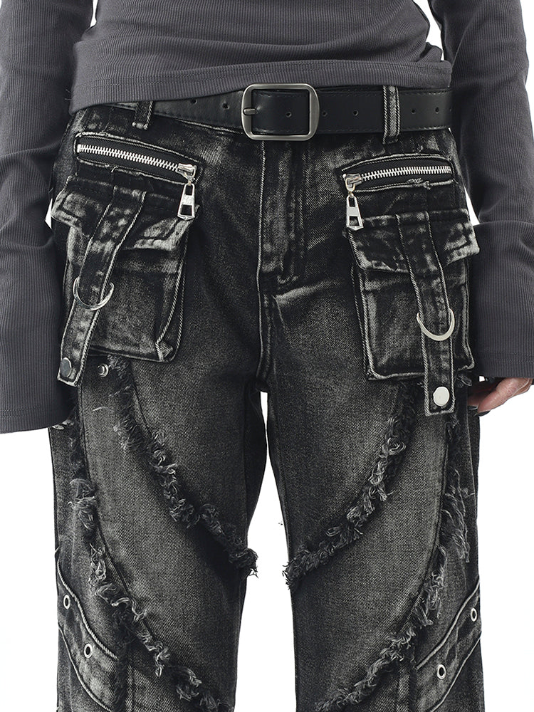 フリンジラインブーツカットデニム