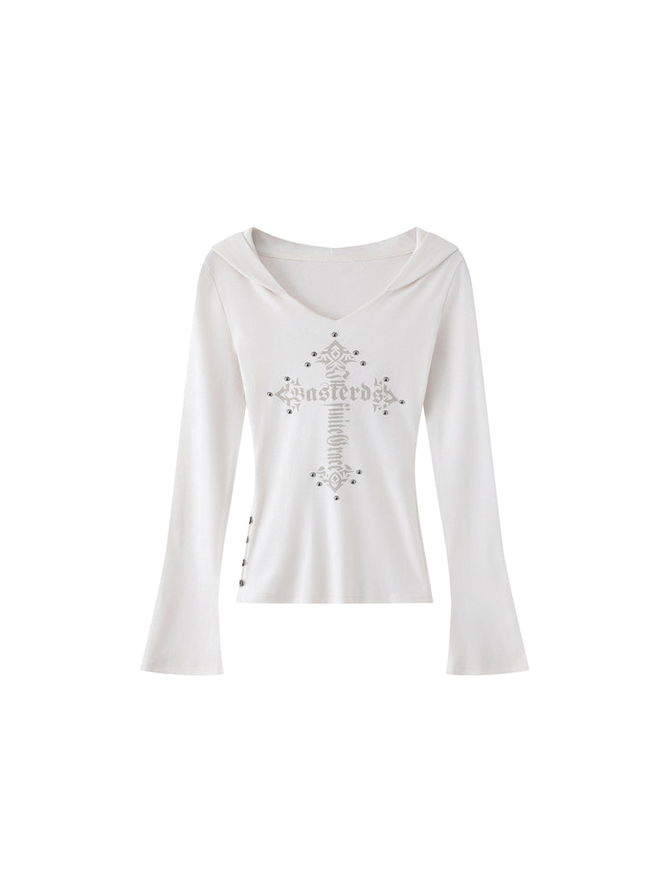 クロスプリント スタッズ付き フードロンT