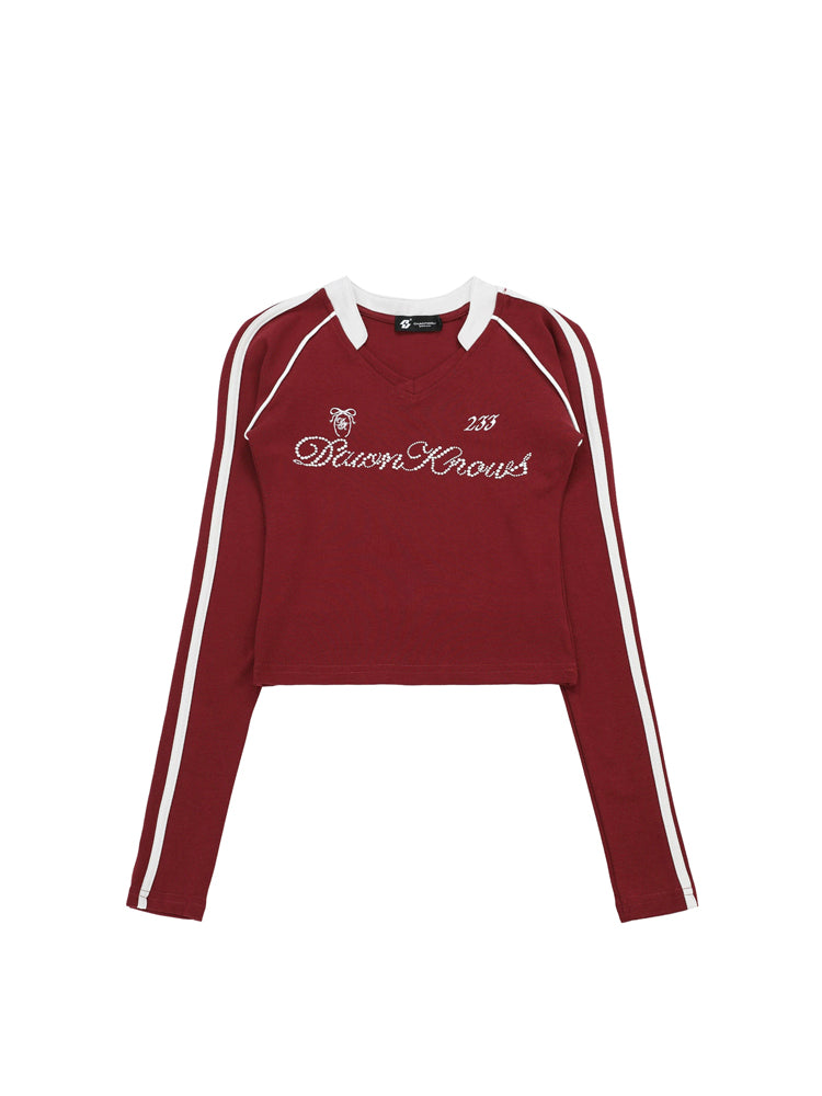 Alphabet V-neck Long Sleeve