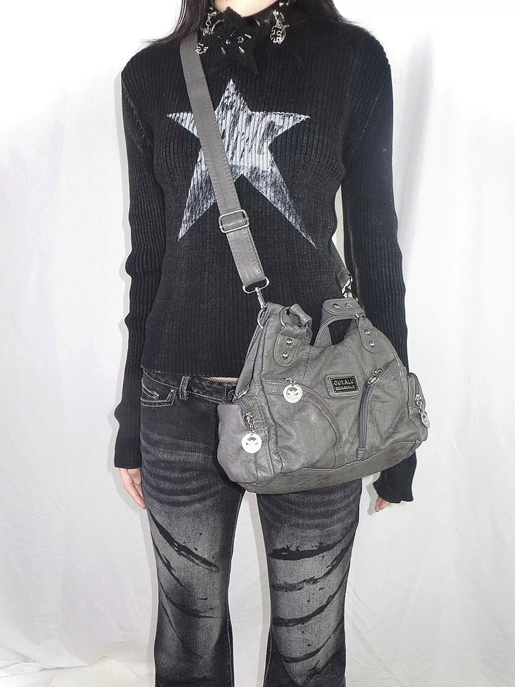 Alphabet loose knit sweater