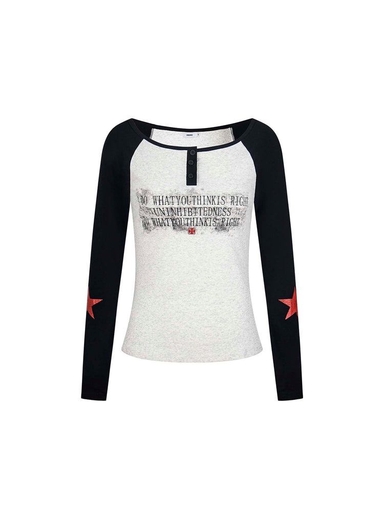 ロゴ×スター ラグラン長袖Tシャツ