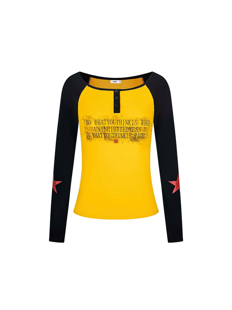 ロゴ×スター ラグラン長袖Tシャツ