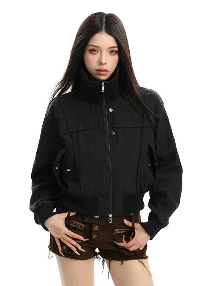 レトロスタンドカラーショートジャケット