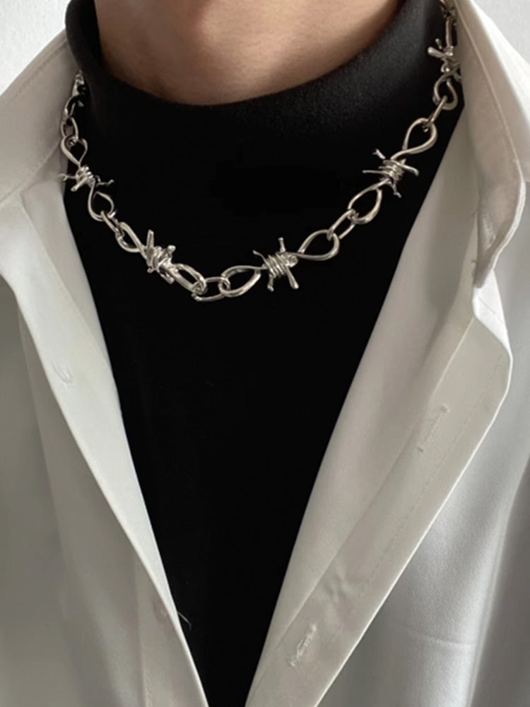Grey beaded multi-layered choker