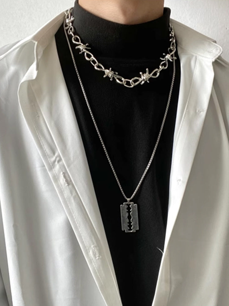 Grey beaded multi-layered choker