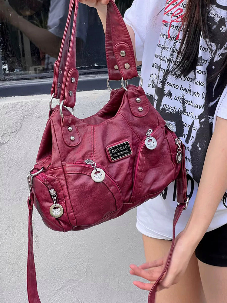 クラシックY2Kレトロ多ポケットバッグ