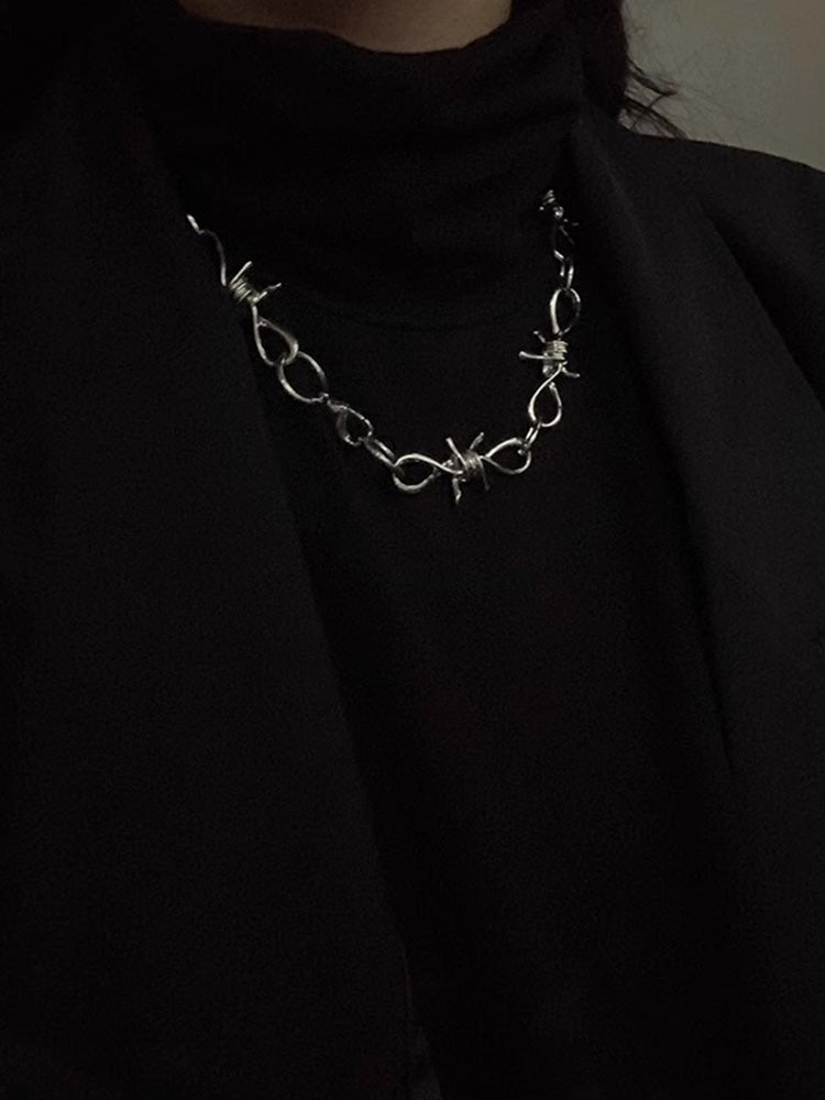 Grey beaded multi-layered choker