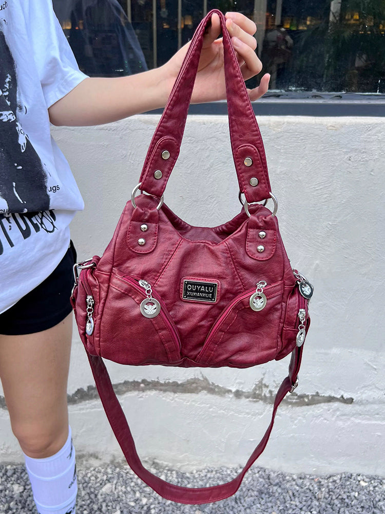 クラシックY2Kレトロ多ポケットバッグ