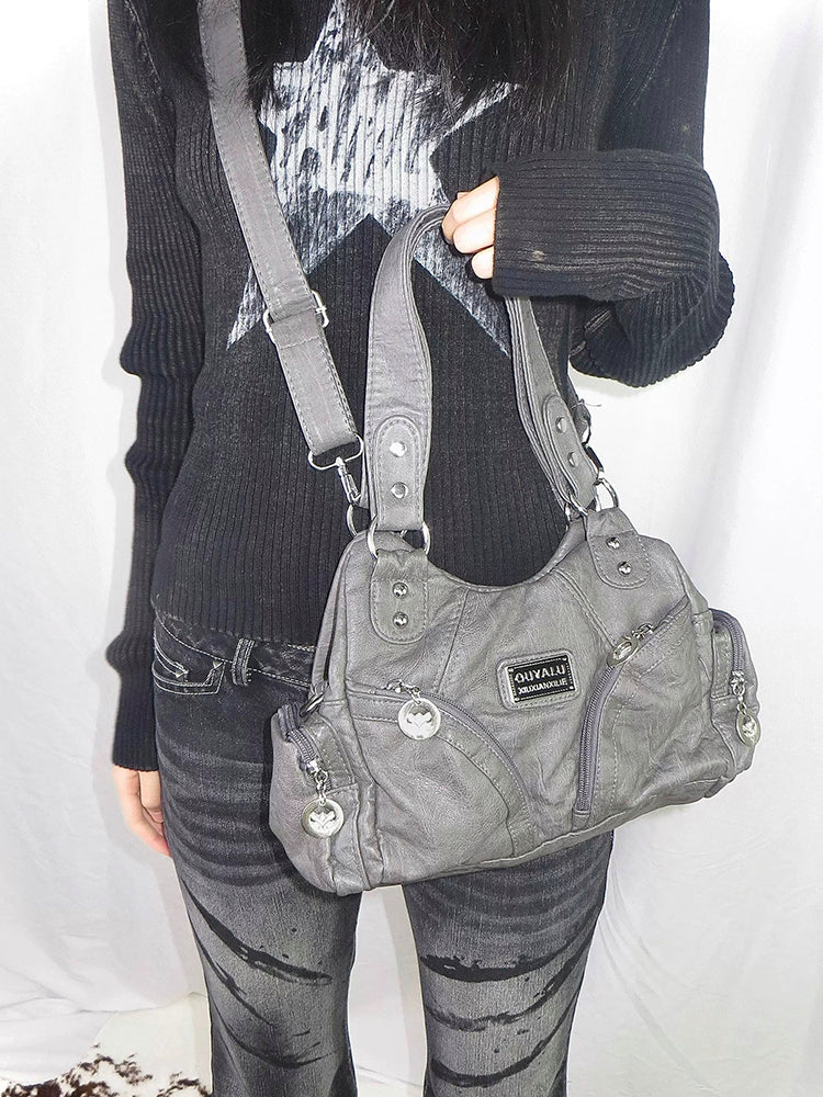 クラシックY2Kレトロ多ポケットバッグ