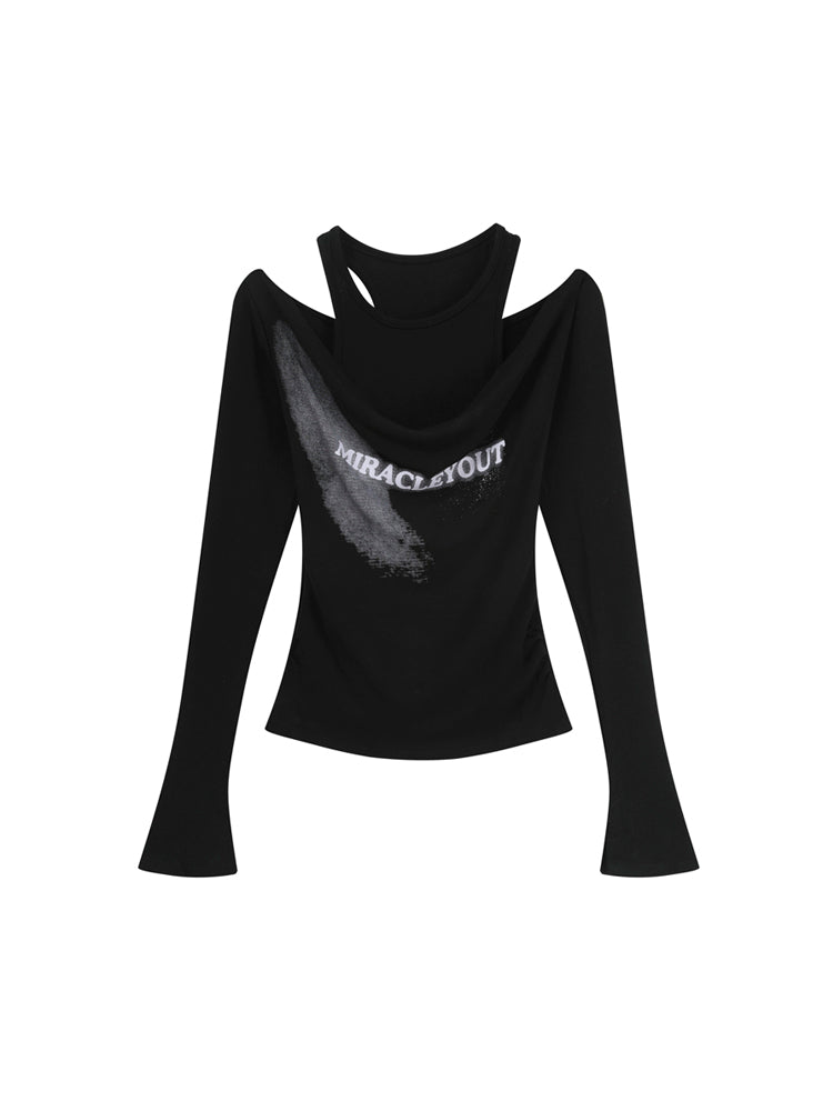 Y2K style off-the-shoulder long sleeves