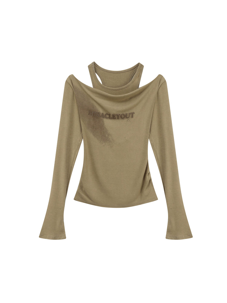 Y2K style off-the-shoulder long sleeves