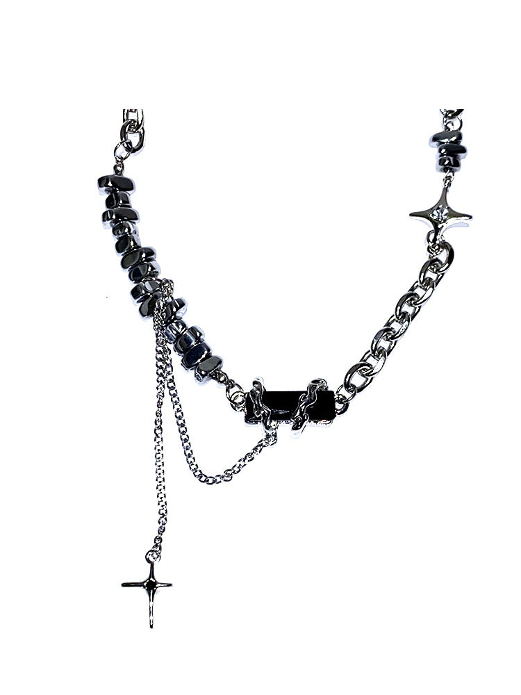 Star-shaped black zirconia necklace