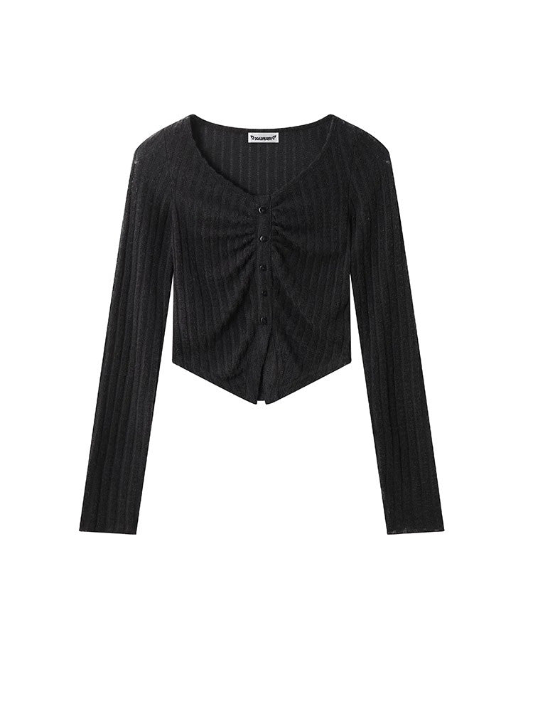 V-neck long sleeve knit