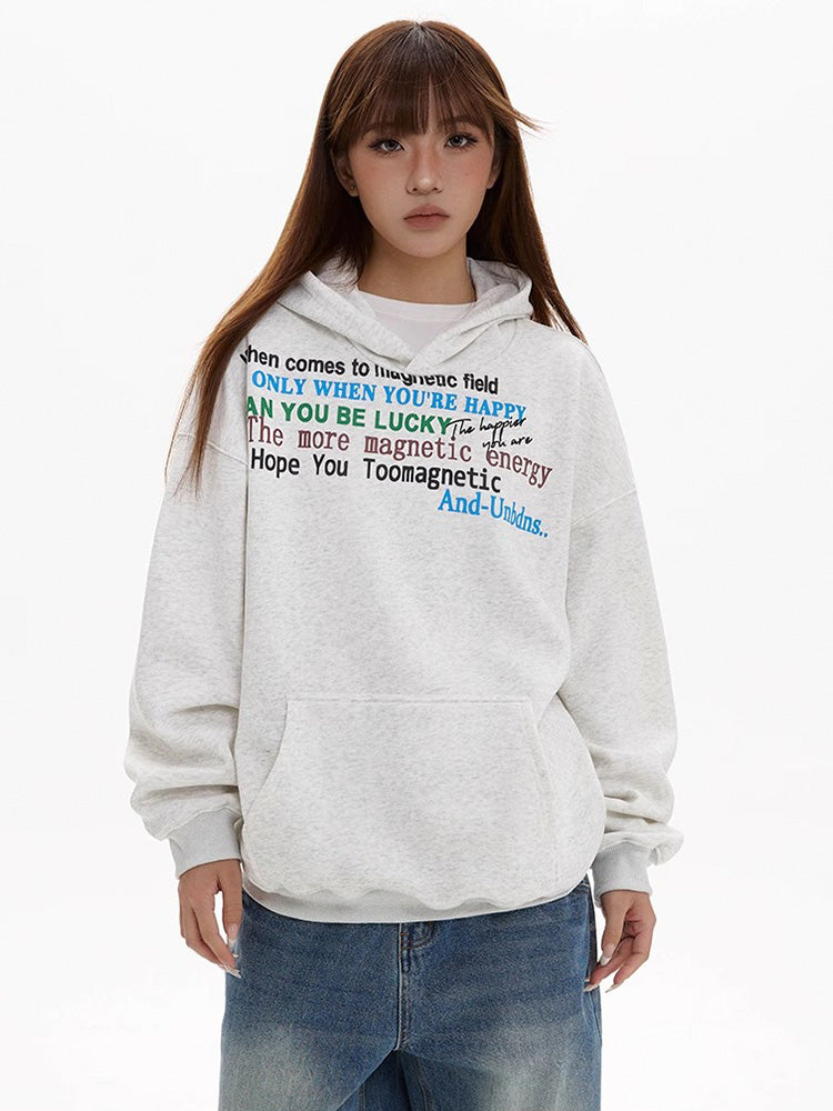 Oversized alphabet print hooded sweatshirt