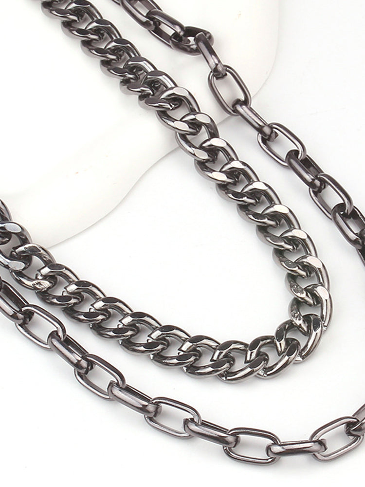 Grey beaded multi-layered choker