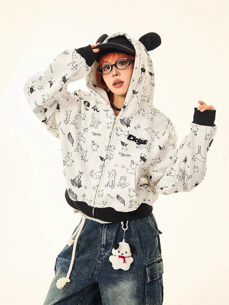 Dog print hoodie