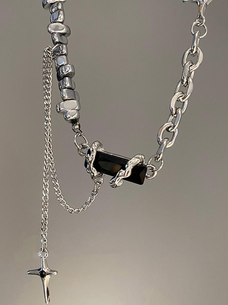 Star-shaped black zirconia necklace