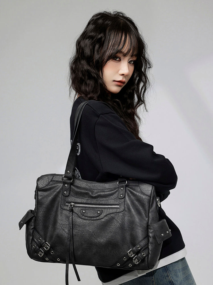 スタッズアクセント ヴィンテージライク 2WAYトートバッグ