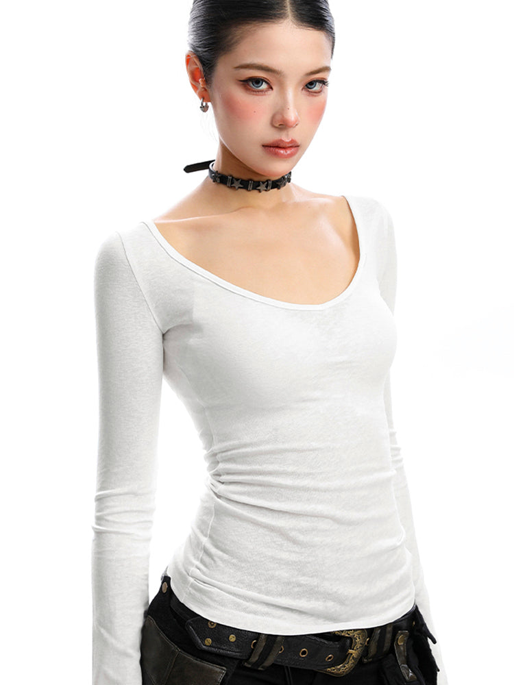 無地Vネックロングスリーブカットソー