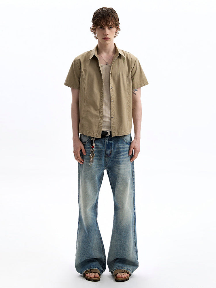 ヴィンテージ ボックスシルエット 半袖ワークシャツ