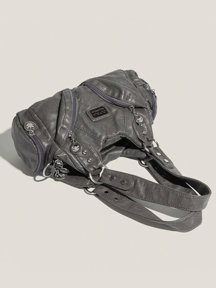 クラシックY2Kレトロ多ポケットバッグ