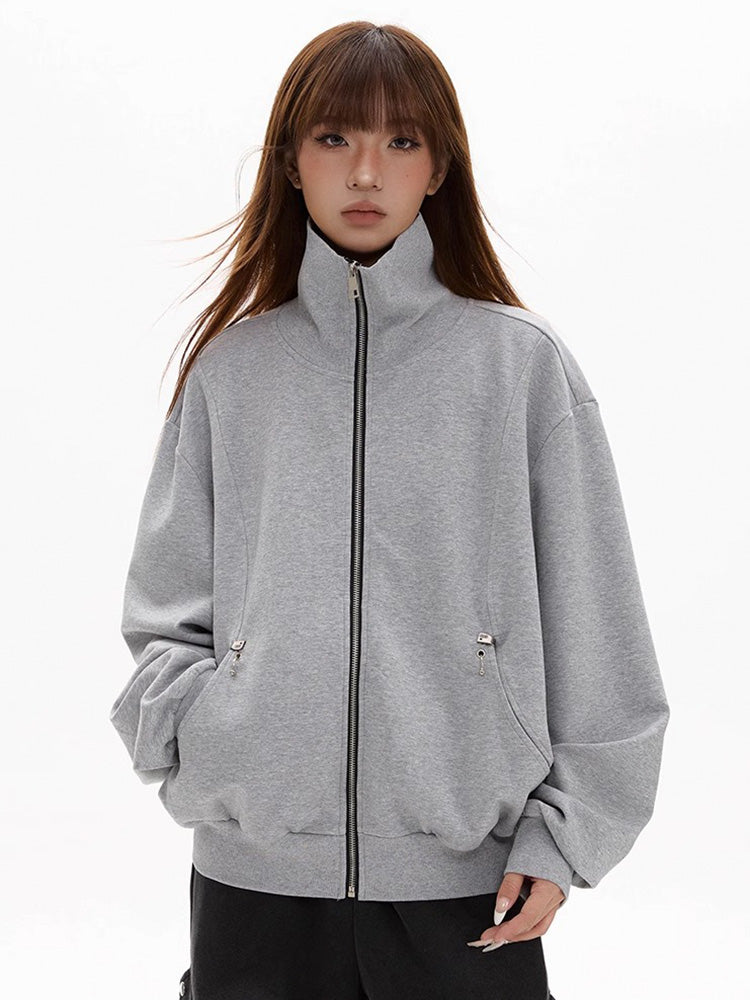 Stand collar sweat jacket