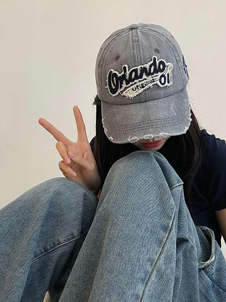 Distressed baseball cap