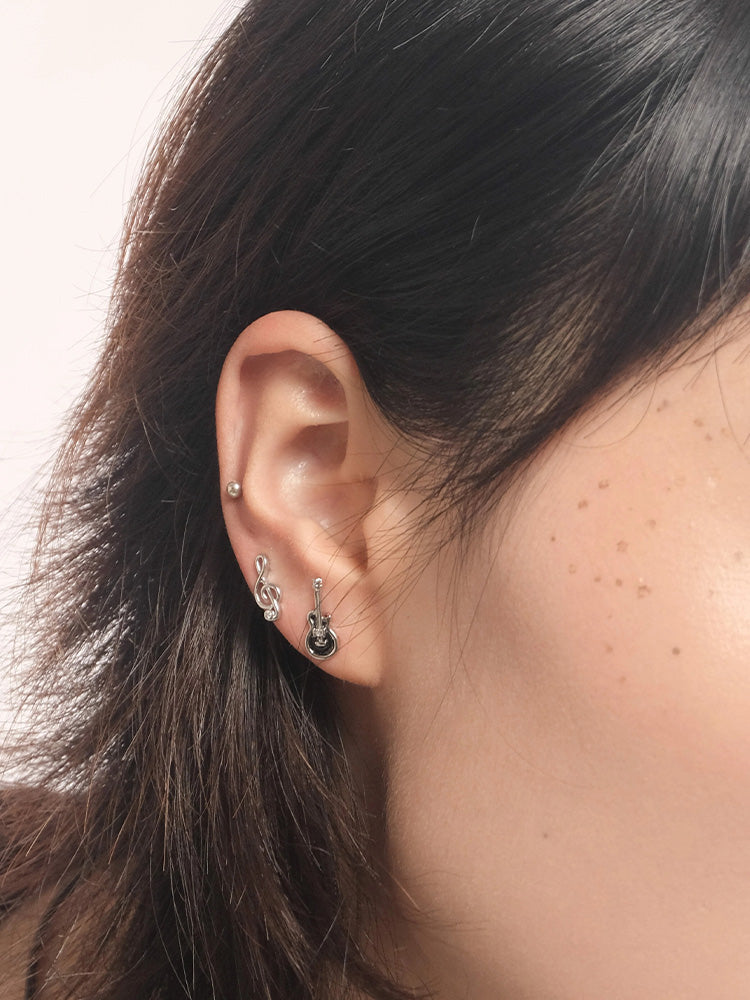 Guitar and musical note motif earrings