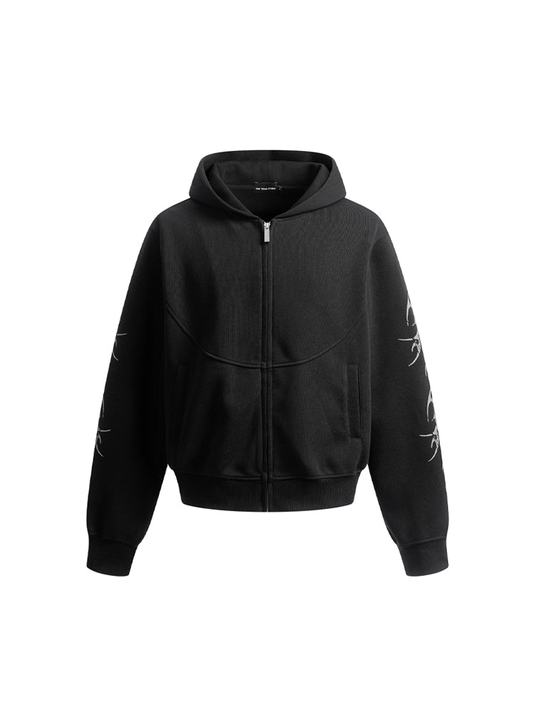 プリント カジュアル ジップアップフーディー セットアップ