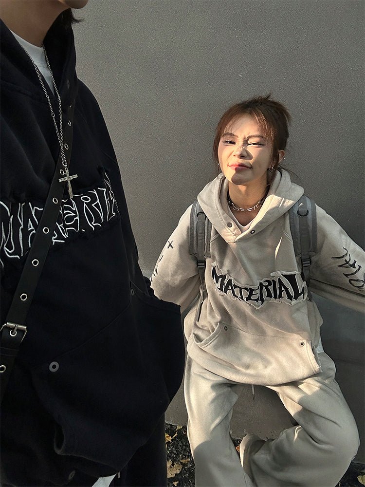 ユニセックス ルーズヴィンテージ刺繍スウェット