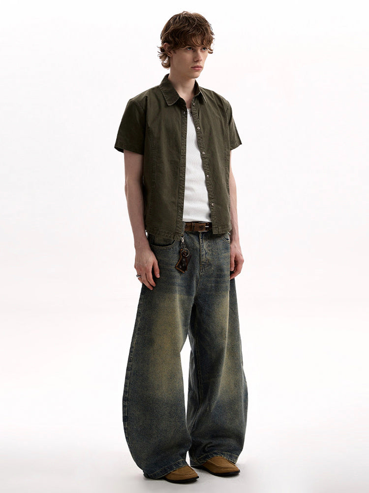 ヴィンテージ ボックスシルエット 半袖ワークシャツ