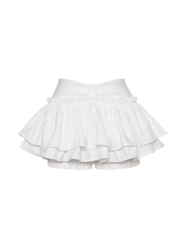 パンク可愛いブラックホワイトケーキスカートミニスカート