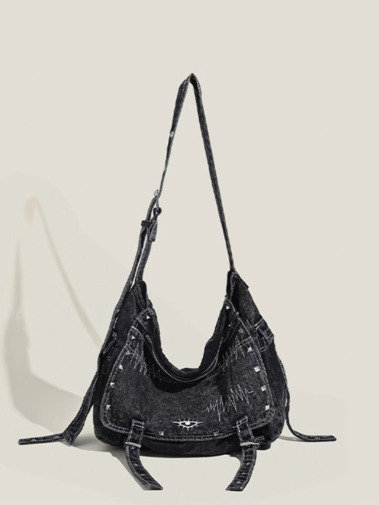 【即納】大容量ウォッシュ加工デニムバッグ