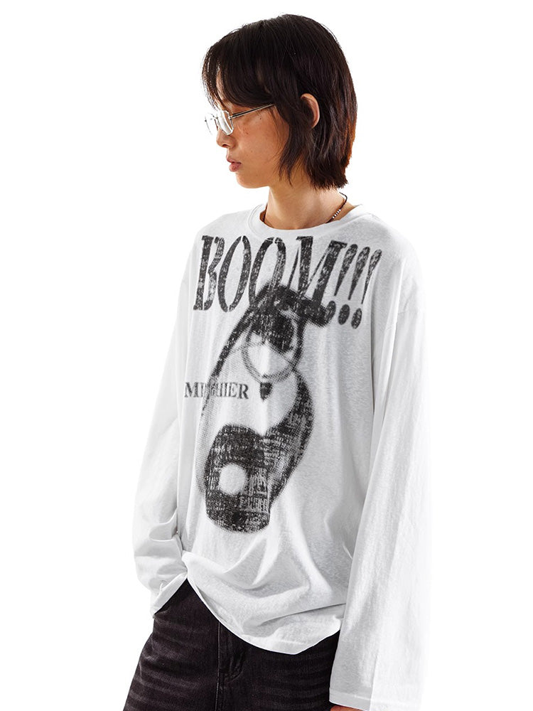 Lightweight sun protection long sleeve top with Tai Chi print
