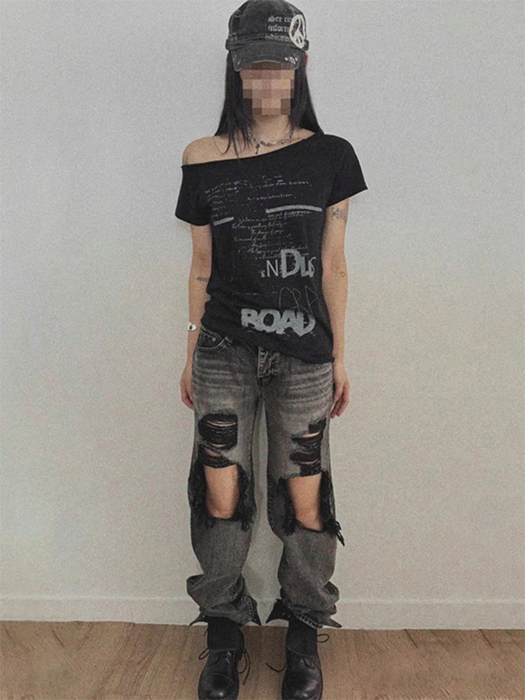 One shoulder short sleeve