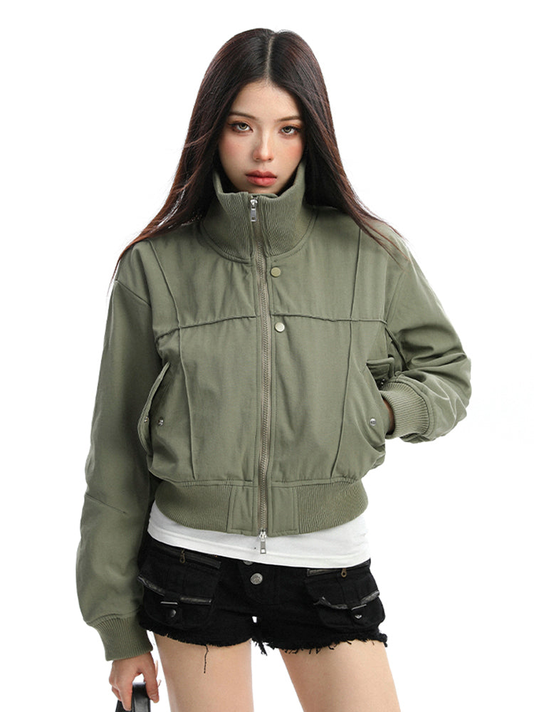 レトロスタンドカラーショートジャケット