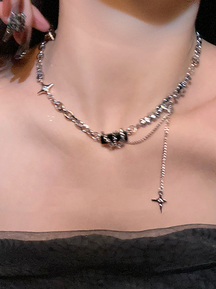 Star-shaped black zirconia necklace