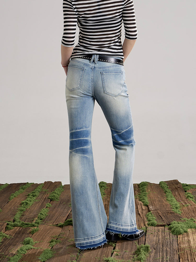 ヴィンテージウォッシュ フレアデニムパンツ