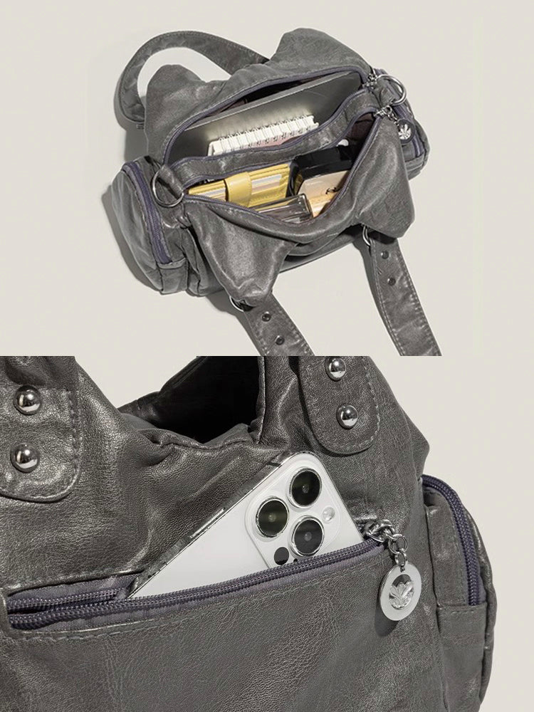 クラシックY2Kレトロ多ポケットバッグ