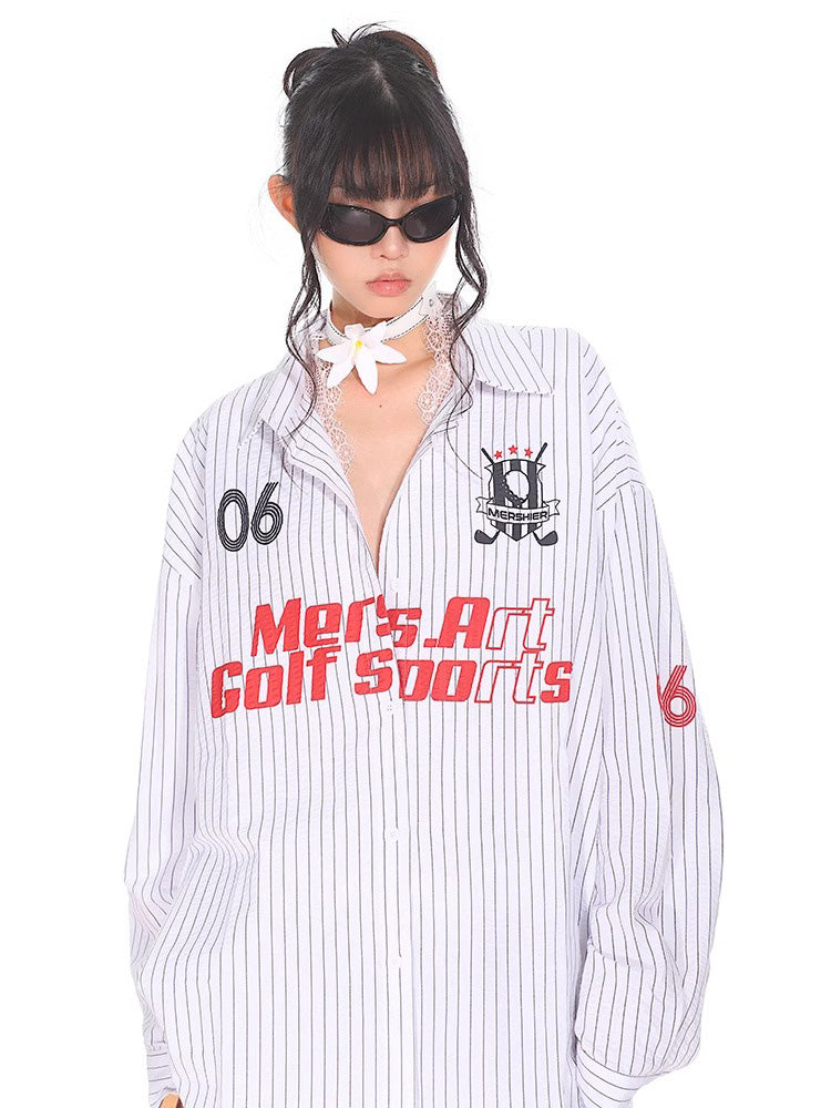 Alphabet print striped shirt