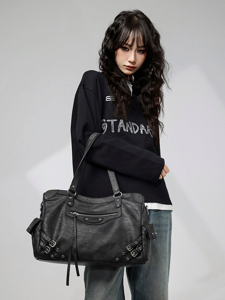 スタッズアクセント ヴィンテージライク 2WAYトートバッグ