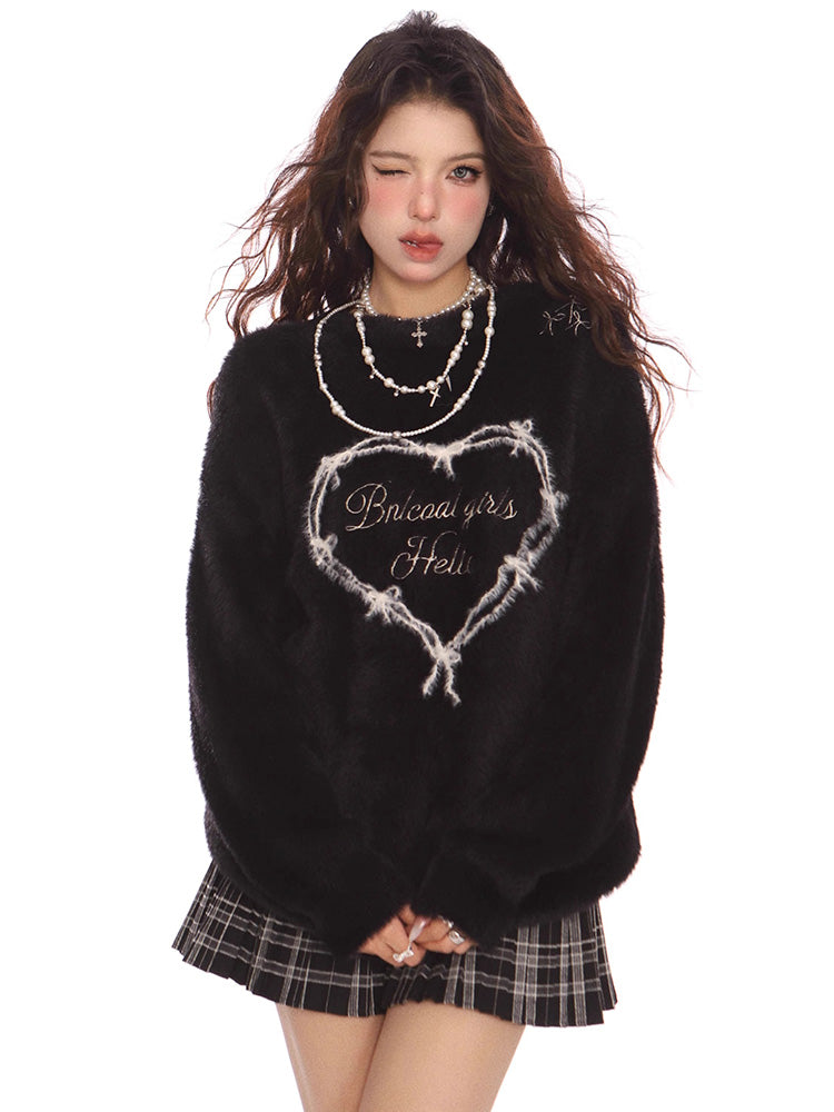 ハート文字入りニットセーター