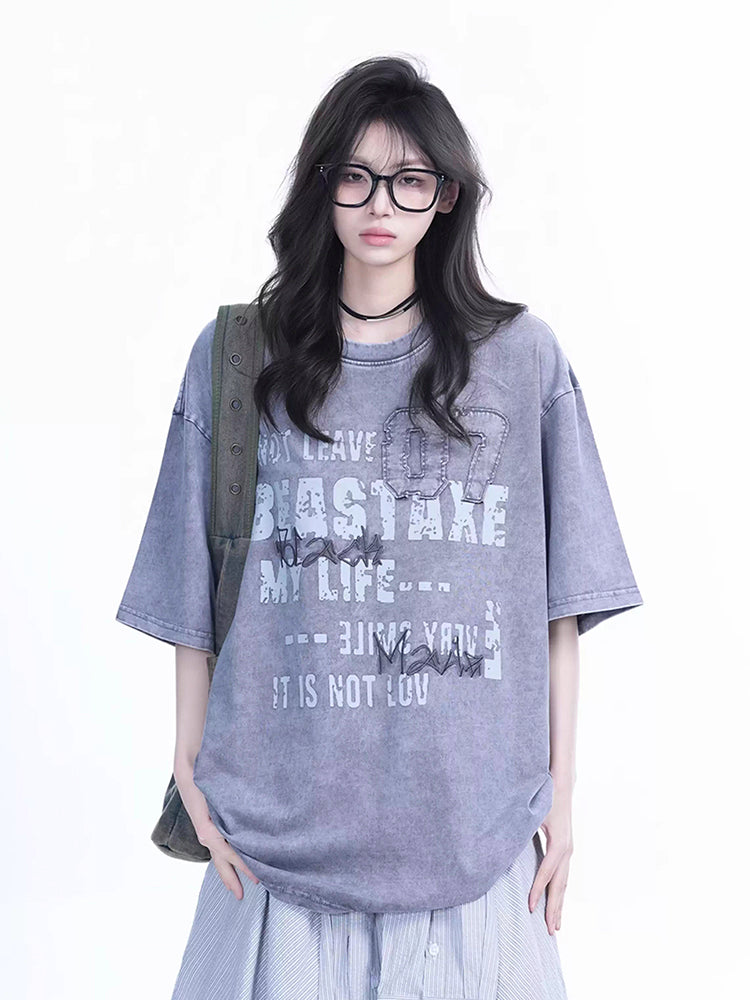 ウォッシュド加工 オーバーサイズTシャツ