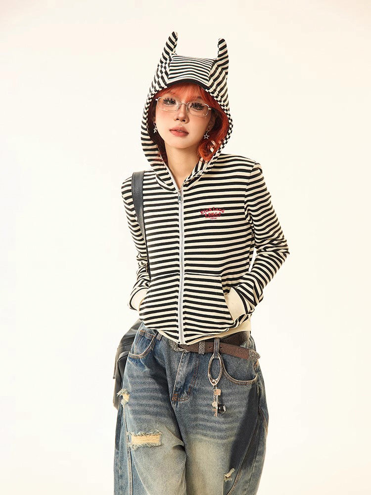 Striped short jacket