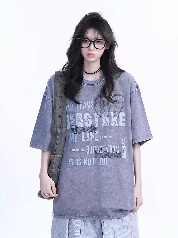 ウォッシュド加工 オーバーサイズTシャツ